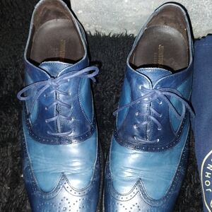 Johnston & Murphy Men's Blue Leather Wingtip Shoes